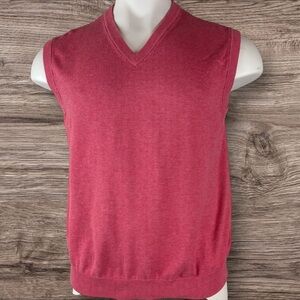 Brooks Brothers 346 Sweater Vest Preppy Mens Large Pink Supima Cotton Boat (904)